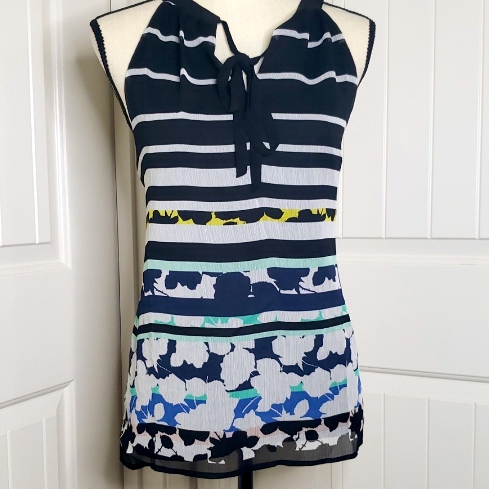 Elle Stripe Floral Tank Top